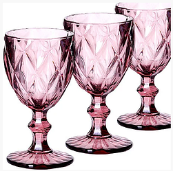 Набір 6 бокалів для вина зі скла на ніжці 320 мл рожевий