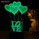 Світильник 3D "Love)", Креативні подарунки для дівчини, Подарунок коханій на свято, фото 7
