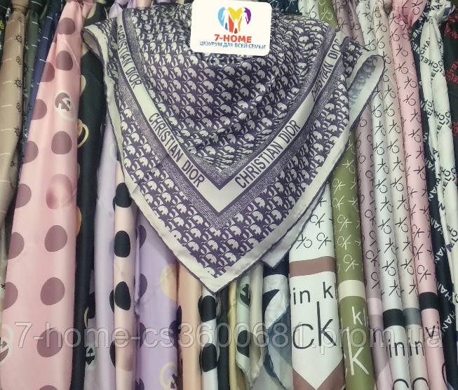 

Платок шарф Диор шарф весна, осень шелковый 90*90 см. Брендовые женские платки Кристиан Диор., Разные цвета