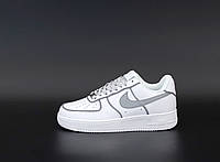 Жіночі Кросівки Nike Air Force "White Gray" *Рефлективні* - "Білі Сірі"