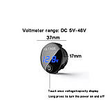 Вольтметр тестер ємності АКБ сенсорний автомобільний врізний DC5V-48V світлодіодний LED цифровий . білий, фото 2