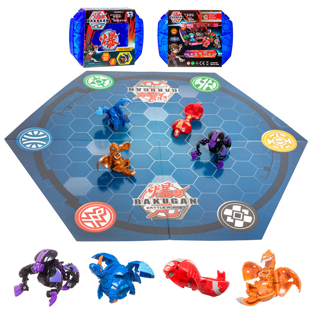 

Игровой набор SB Bakugan Battle planet 4 бакугана в синем кейсе + игровая арена в подарок (Бакуганы: Гидориус,