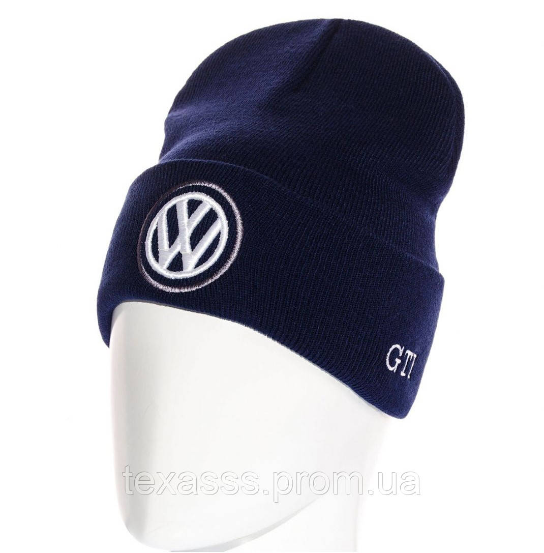

Зимняя черная автомобильная шапка лопата из логотипом Volkswagen GTI Фольксваген фольцваген мужская женская Темно-синий