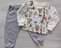 Пижама теплая для мальчика 86рост (86,92,98,104р) трикотаж на байке Лева