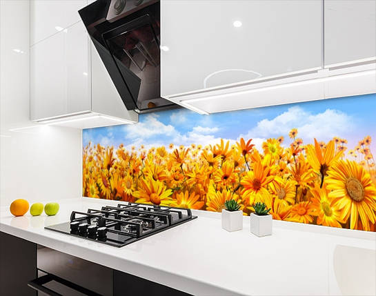Панель кухонная, заменитель стекла подсолнухи, с двухсторонним скотчем 62 х 205 см, 1,2 мм, фото 2