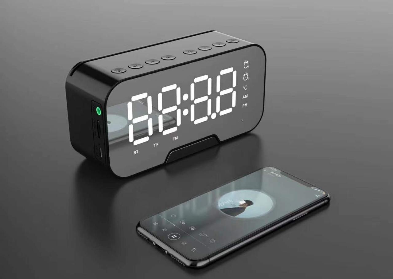 Міні-Колонка Bluetooth Kimiso K10 LED ГОДИННИК з будильником