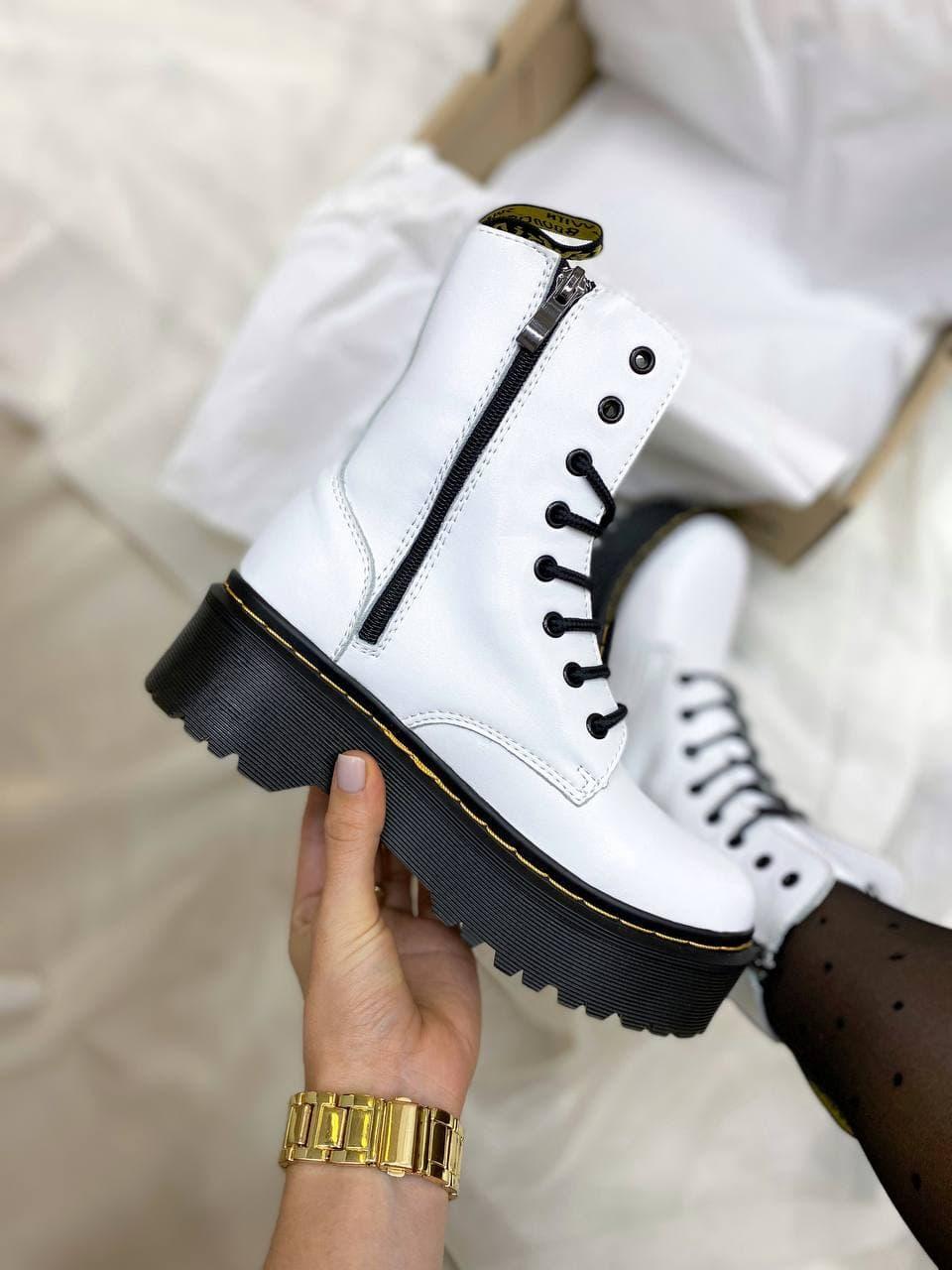 

Женские демисезонные ботинки Dr. Martens Jadon White/Black (белые) модная качественная обувь DR074 38, Белый