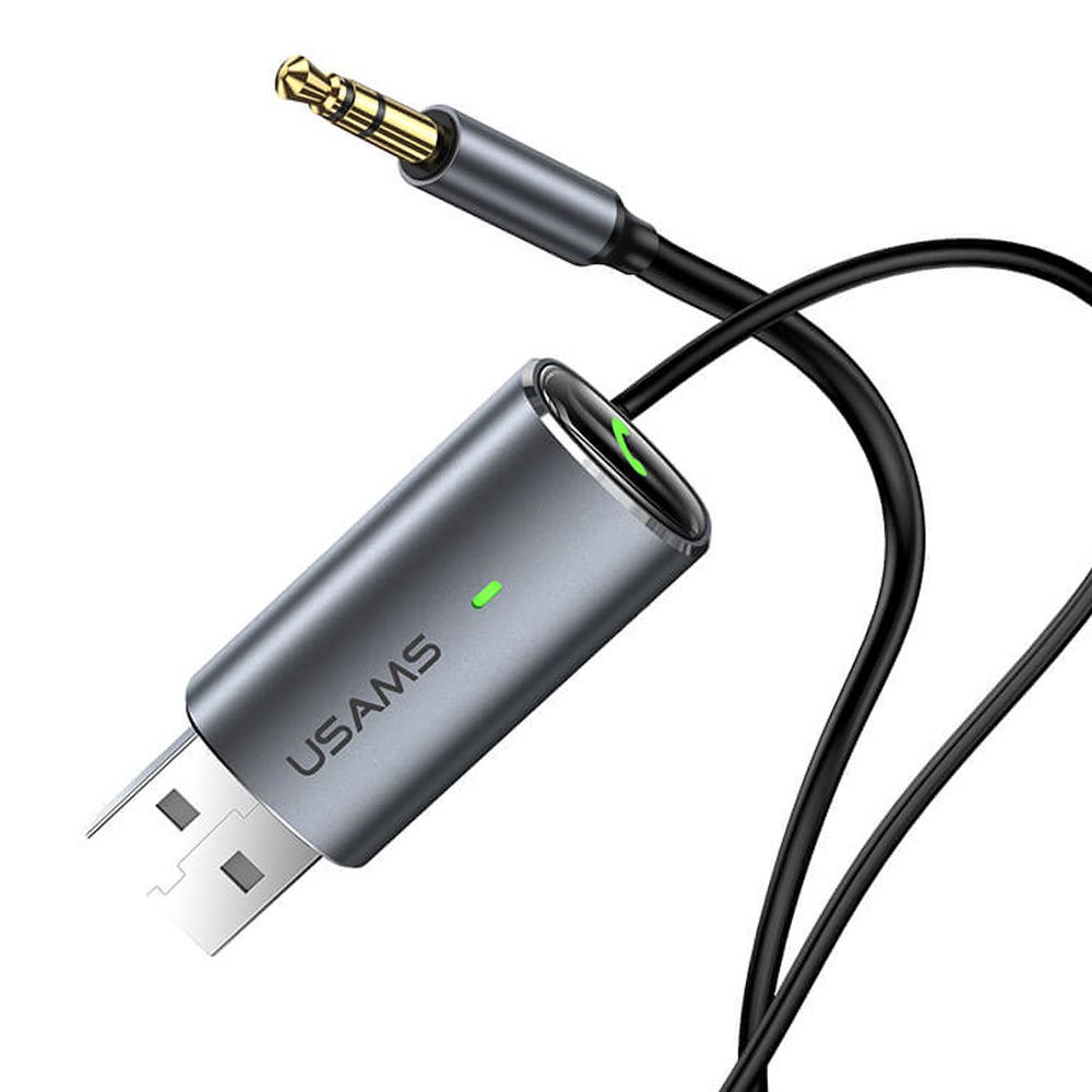 Bluetooth приемники и аудио конвертеры | AUX Converter & Receiver to 3.5 Jack jack USAMS US-SJ504 BT 5.0 Прямой Темно-серый Встроенный микрофон цинковый сплав + ABS MicroSD Питание