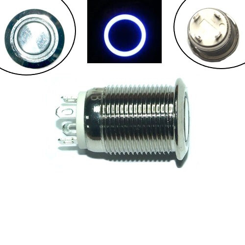 Кнопка 12мм поворотна, 12-24В, синій LED, 4pin, 12A-D
