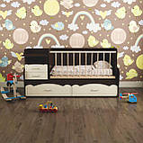 Кровать детская Binky ДС043 (3 в 1) Art In Head 1732x950x732 венге и шамони светлый (ДСП) + решетка венге, фото 3