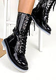 Жіночі чорні лакові черевики на шнурівці низький хід, фото 4