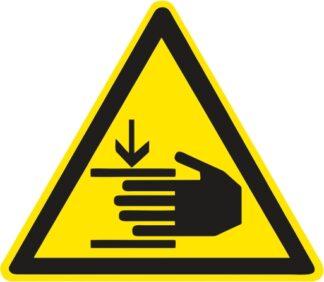 Знак безпеки Засторога здавлювання рук ДСТУ EN ISO 7010: 2019 (метал, пластик, плівка)