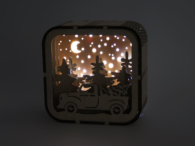 Рождественский ночник с новогодним орнаментом "Винтажный грузовик"