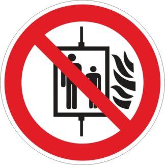Знак предосторожности Не пользоваться лифтом при пожаре ДСТУ EN ISO 7010: 2019 (металл, пластик, пленка)