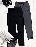Стильные тёплые женские брюки на резинке, кашемир шерсть, фото 1