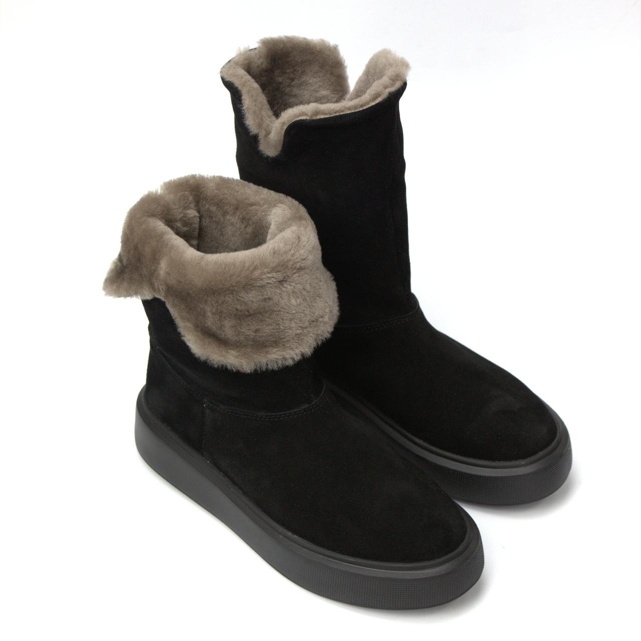 

Угги женские черные замшевые ботинки зимняя теплая обувь COSMO Shoes Freedom Black Vel 24.5, 36, Черный