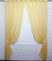 Готовый (2шт 1,5х2,5м) комплект декоративных штор из шифона, цвет янтарный. Код 006дк 10-408, фото 1
