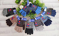 Перчатки детские от 5-7 лет теплые рукавички шерстяные с акрилом Корона Е0301