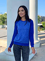 Стильний жіночий однотонний джемпер з візерунком спереду і ззаду, рукави гладкі, фото 1