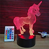 3D Світильник, "Єдиноріг", Подарунки на день народження для дівчинки, кращий подарунок для дівчинки, фото 2