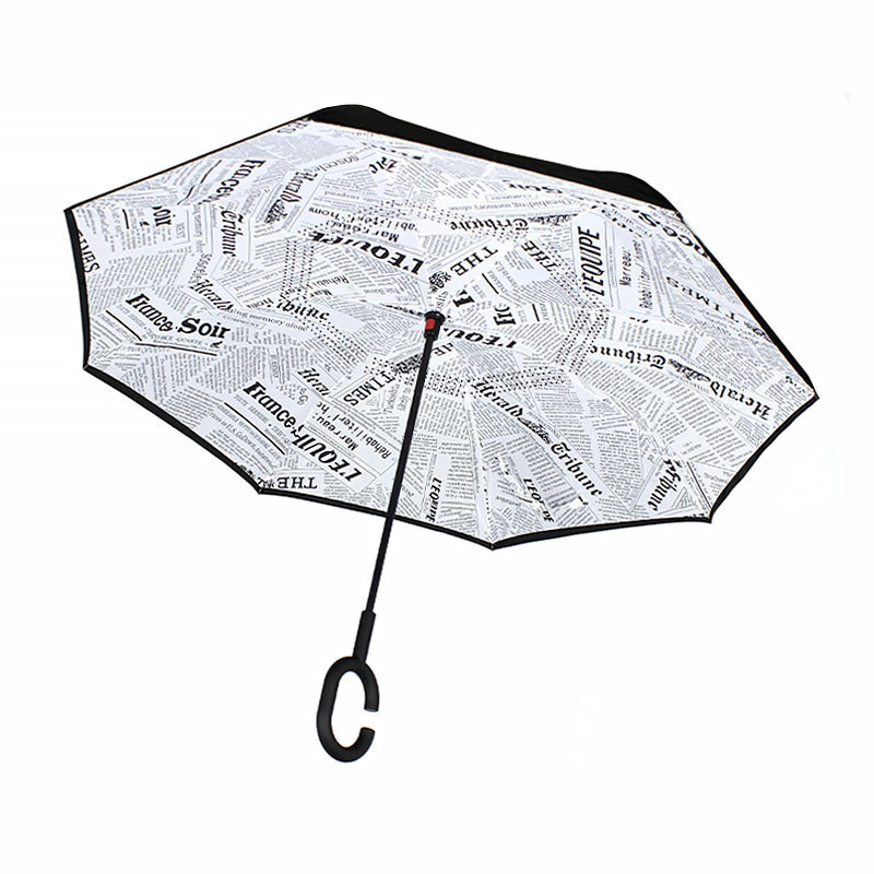 

Зонт наоборот Lesko Up-Brella Газета Белая защита от дождя ручка Hands-Free ветрозащитный, Белый