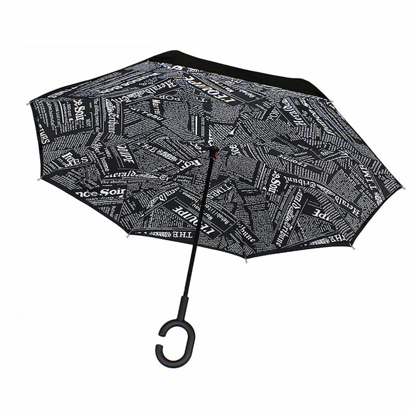 

Зонт наоборот Lesko Up-Brella Газета Черная женский, Черный