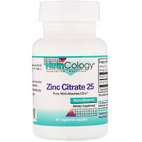 Мінерали NutriCology Цитрат Цинку, 25 мг, Nutricology, 60 вегетаріанських капсул (ARG-50280)