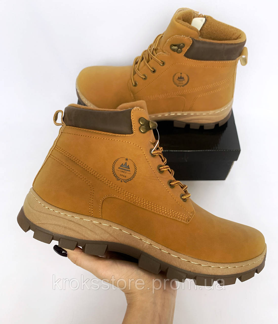 

Ботинки зимние мужские в стиле Timberland жёлтые прошитые на меху размеры 41,42,43,44,45,46 27, Желтый