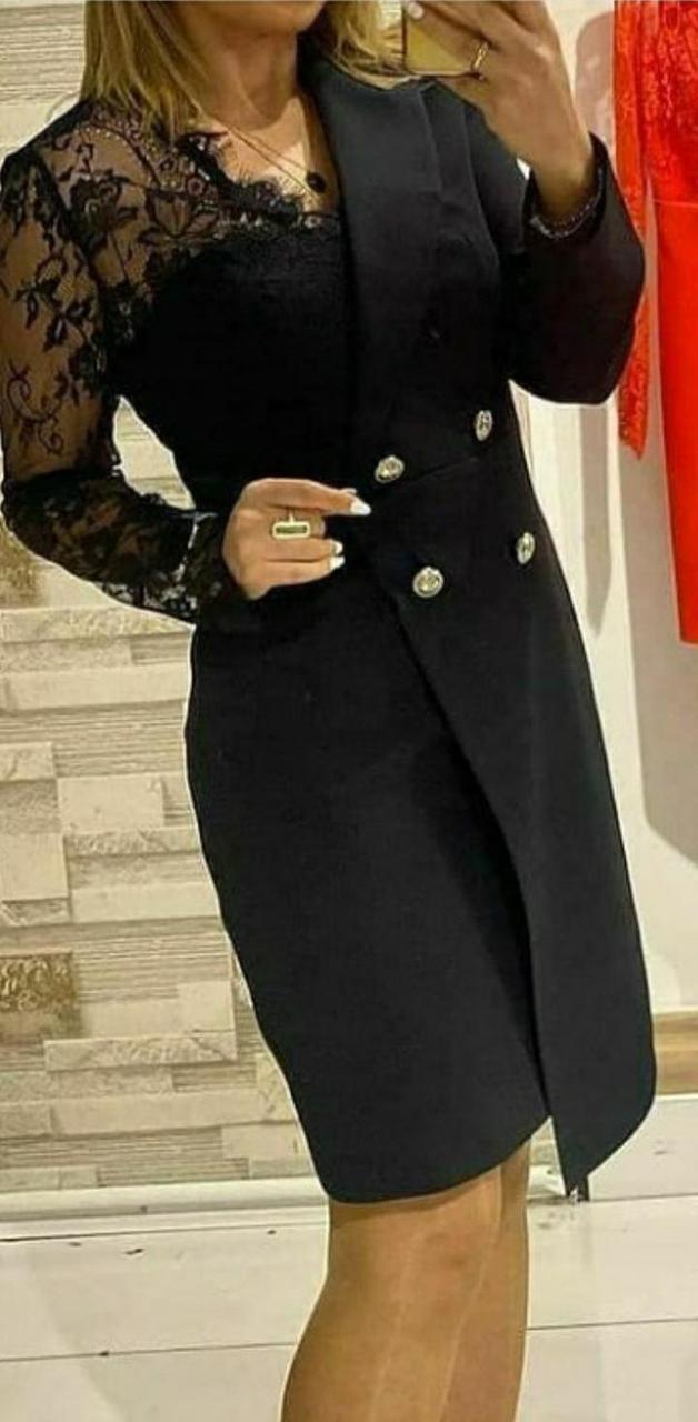 

Женское платье-пиджак на запах длинный рукав пудра беж черный красный 38-70 размера 50