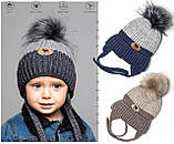 Дитяча тепла шапка на флісі для хлопчика 1, 2, 3, 4 роки зимова з флісовою підкладкою темно-сіра графітова, фото 10