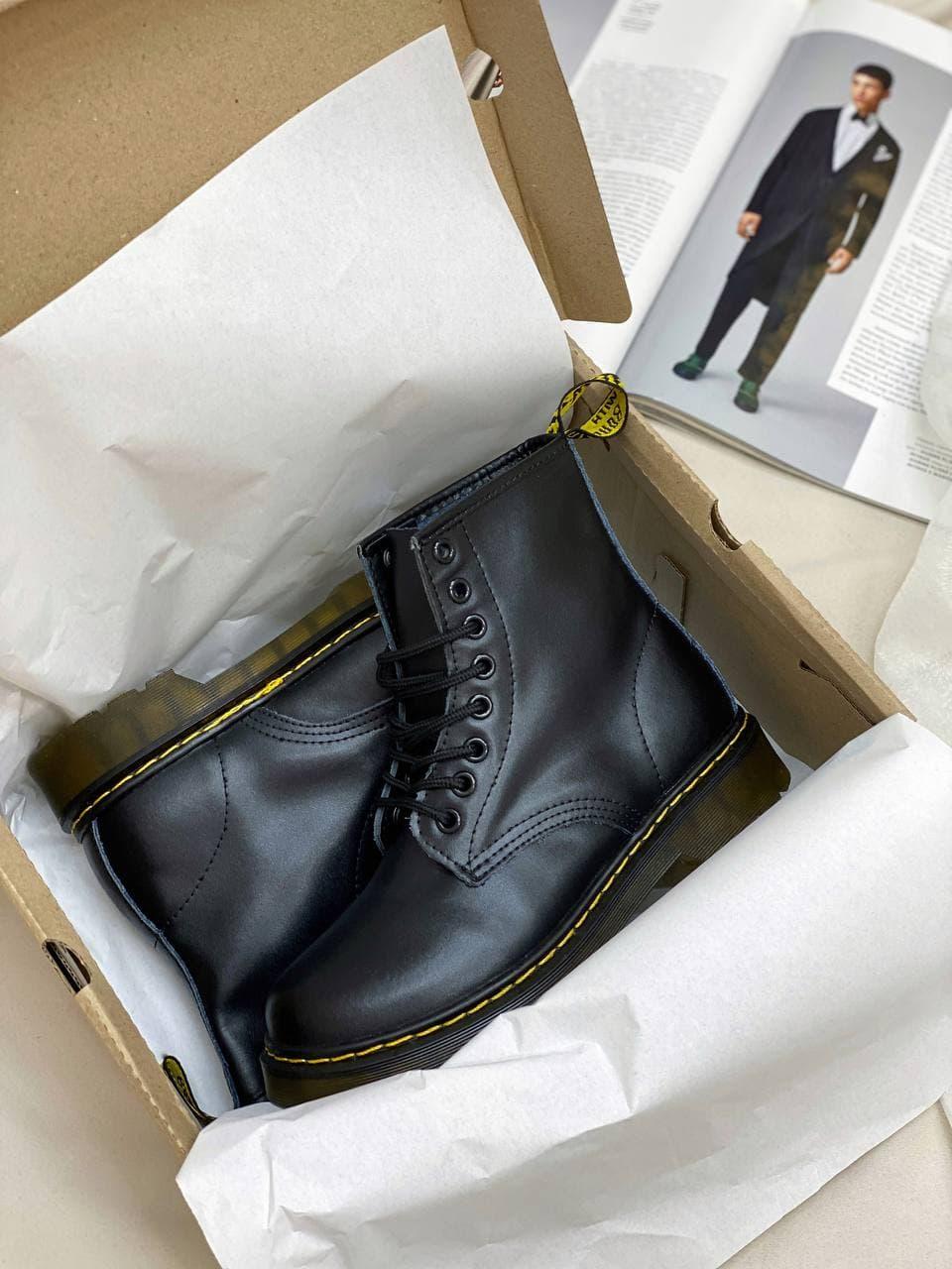 Чоловічі черевики Dr. Martens 1460 Total Black (чорні) демісезонні повсякденні круті DR083
