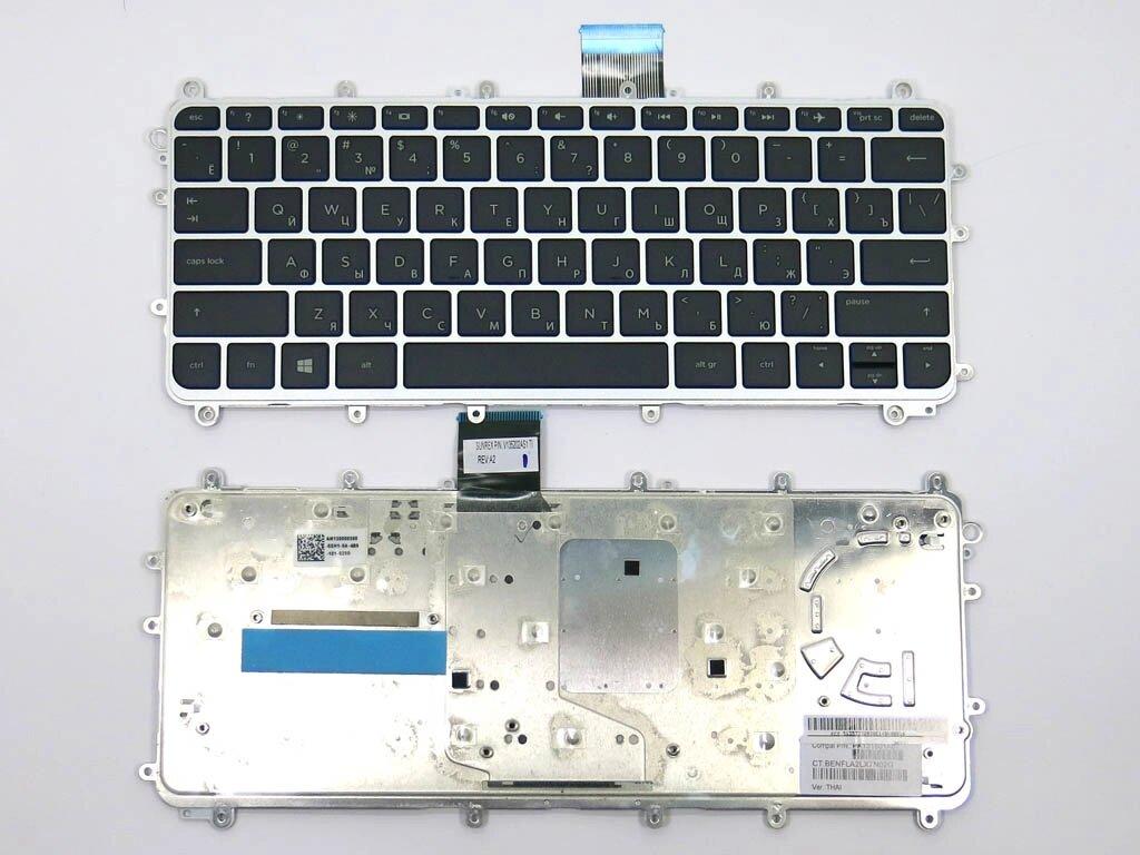 Клавиатура для HP Pavilion x360, 11-N, 11-N000 ( RU Black с рамкой Silver)