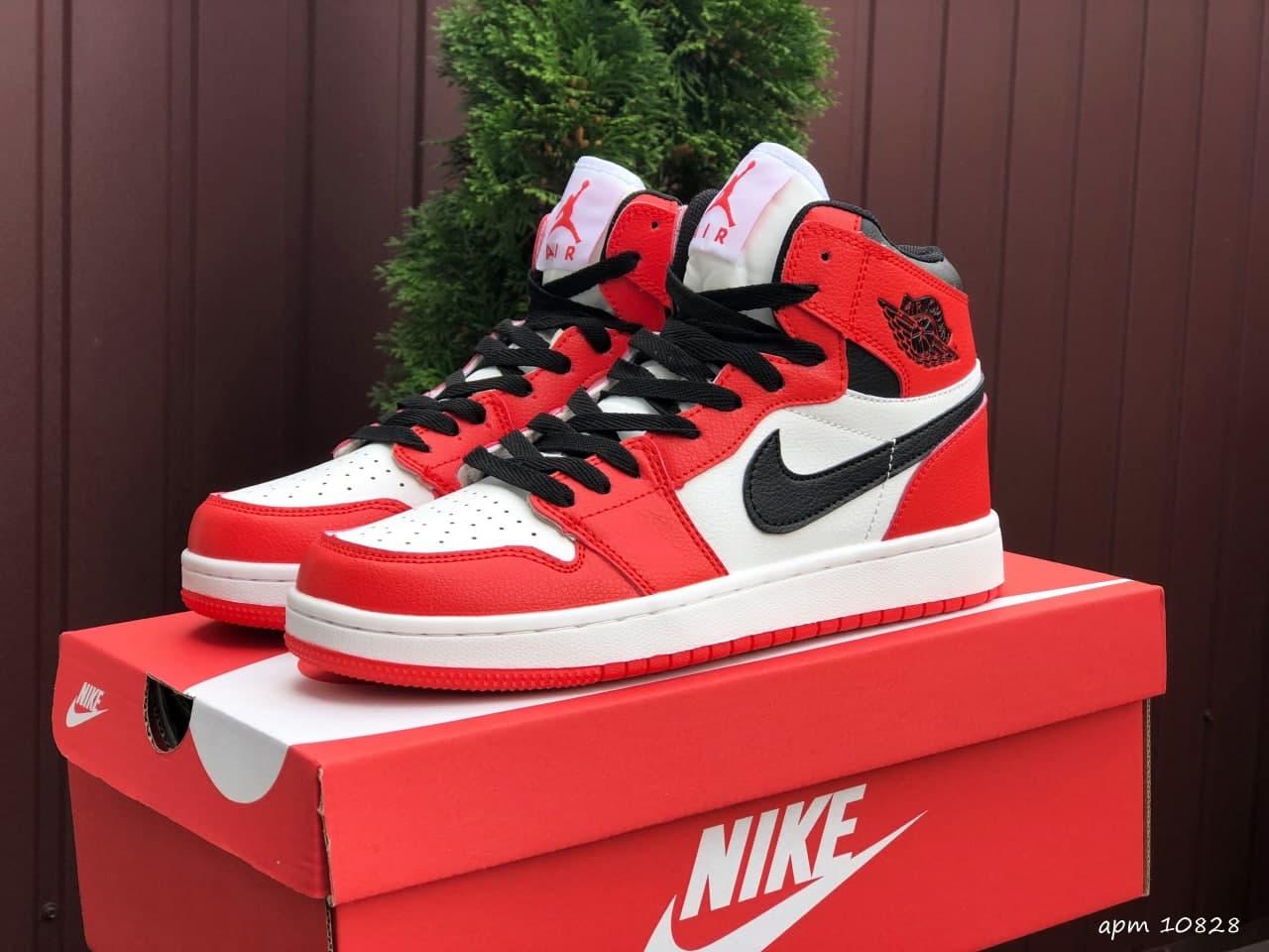 

Женские кроссовки Nike Air Jordan 1 красные с белым, найк айр джордан 1, Красный