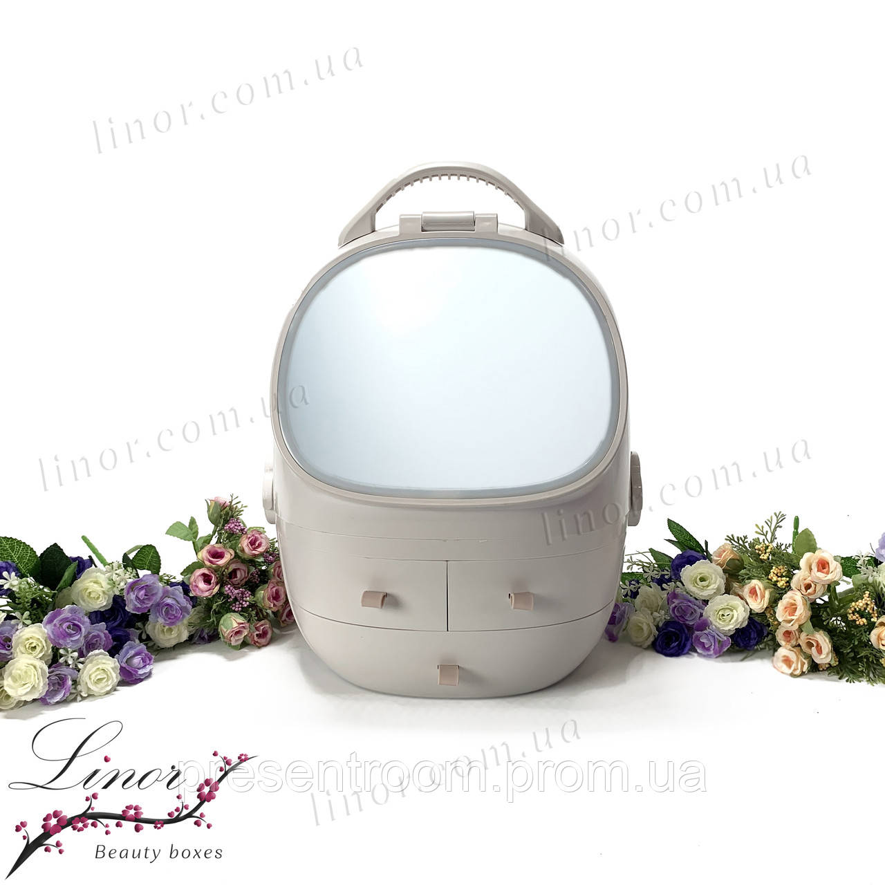 Beauty box Oceania з LED дзеркалом 4 секції (Білий)