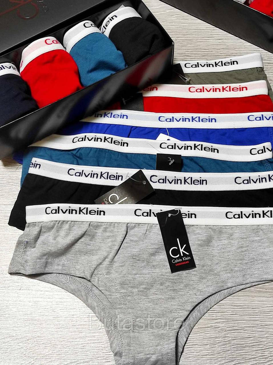 

Женские слипы трусы Calvin Klein 4 шт набор трусов в фирменной коробке / трусики кельвин кляйн бразилиана