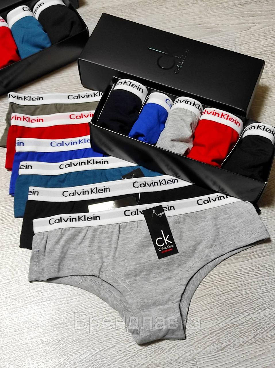 

Женские слипы трусы Calvin Klein 5 шт набор трусов в фирменной коробке / трусики кельвин кляйн бразилиана