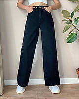 Жіночі джинси палаццо з кишенями коттон чорний