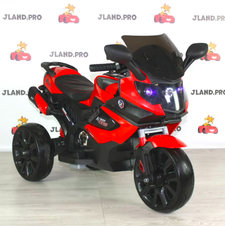 Дитячий електро-мотоцикл BMW на акумуляторі з шкіряним сидінням на м'яких EVA колесах. M 3986 червоний