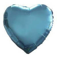 17" (43 см) Сердце металлик голубой Китай шар фольгированный