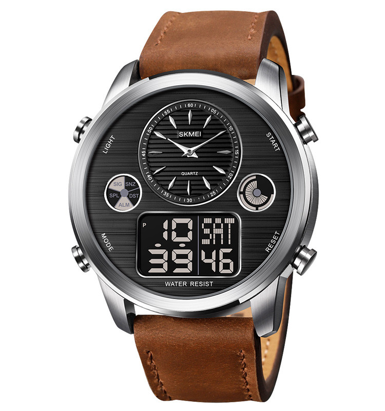 

Skmei 1653 коричневые с серебристым мужские спортивные часы