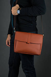 Шкіряна чоловіча сумка Патрік, натуральна шкіра Grand, колір коричневий, відтінок Коньяк