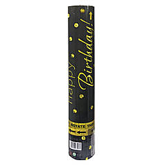 Пневмохлопушка Happy Birthday Золоте конфетті (чорна), 30 см