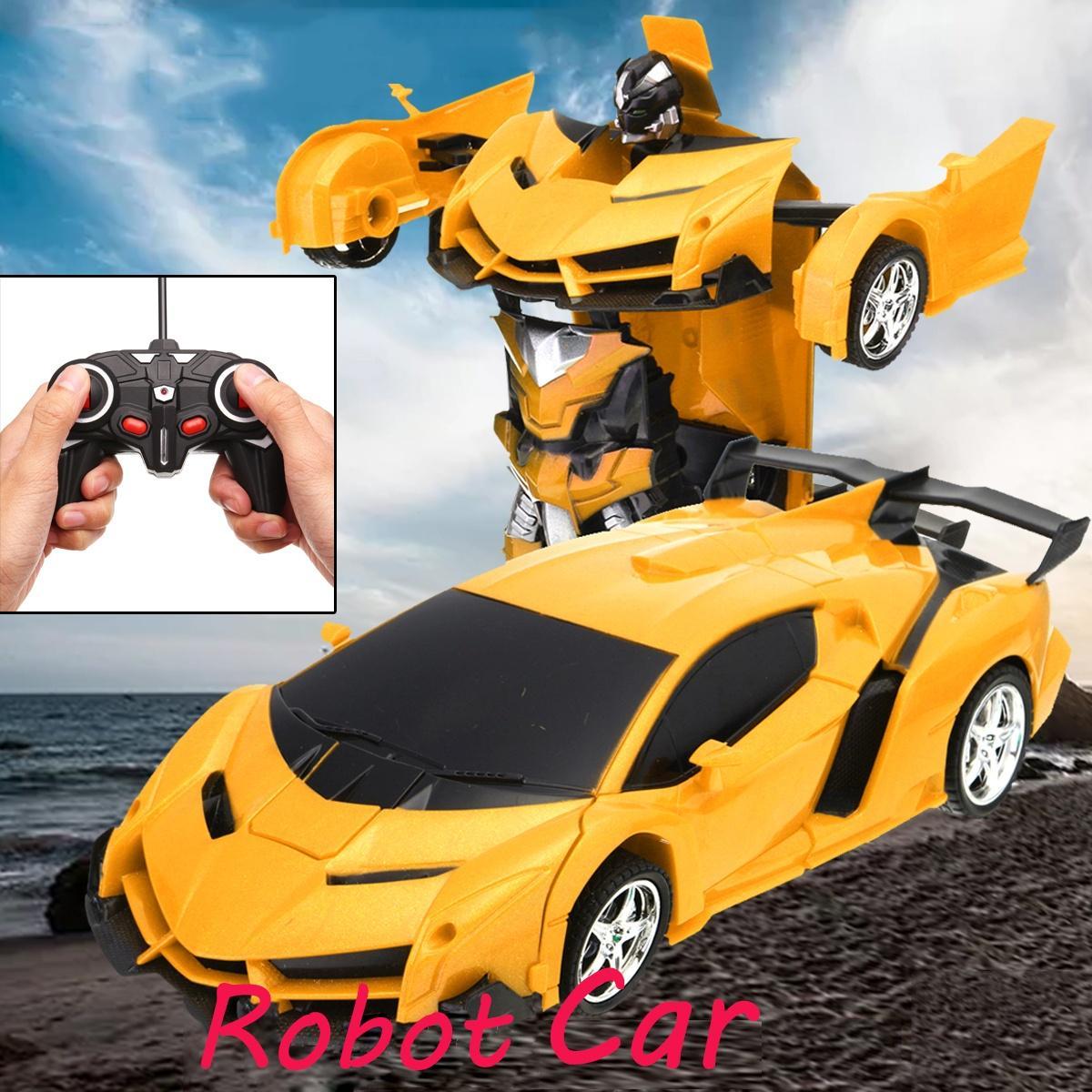 Игрушка машинка трансформер на радиоуправлении Lamborghini Robot Car автобот Желтый