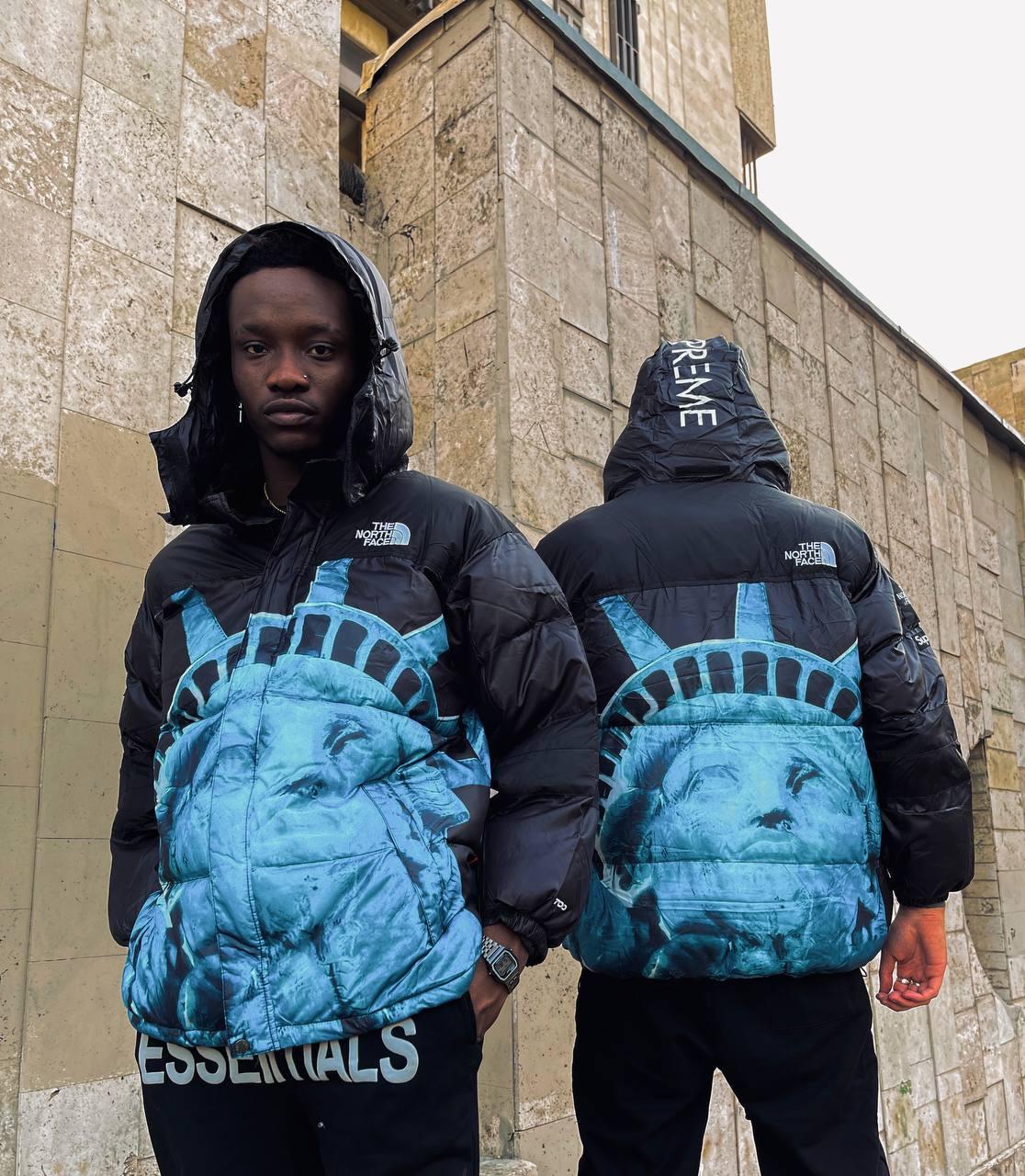 

Мужской стильный пуховик The North Face x Supreme America 700 Black мужская курточка TNF XXL