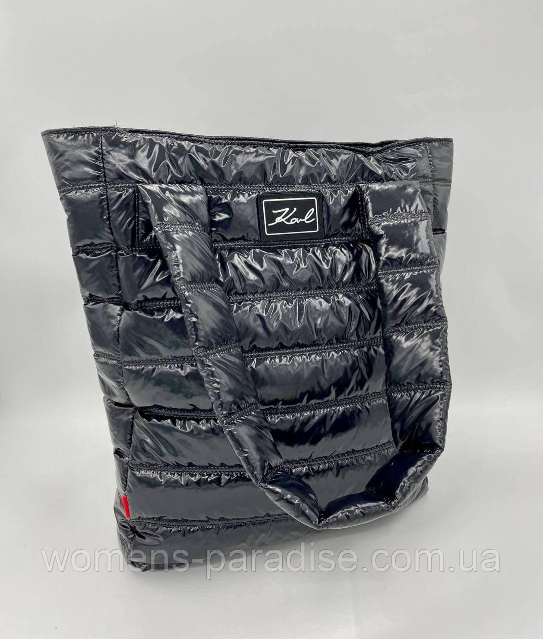 

Женская сумка шоппер стеганая цвет черный