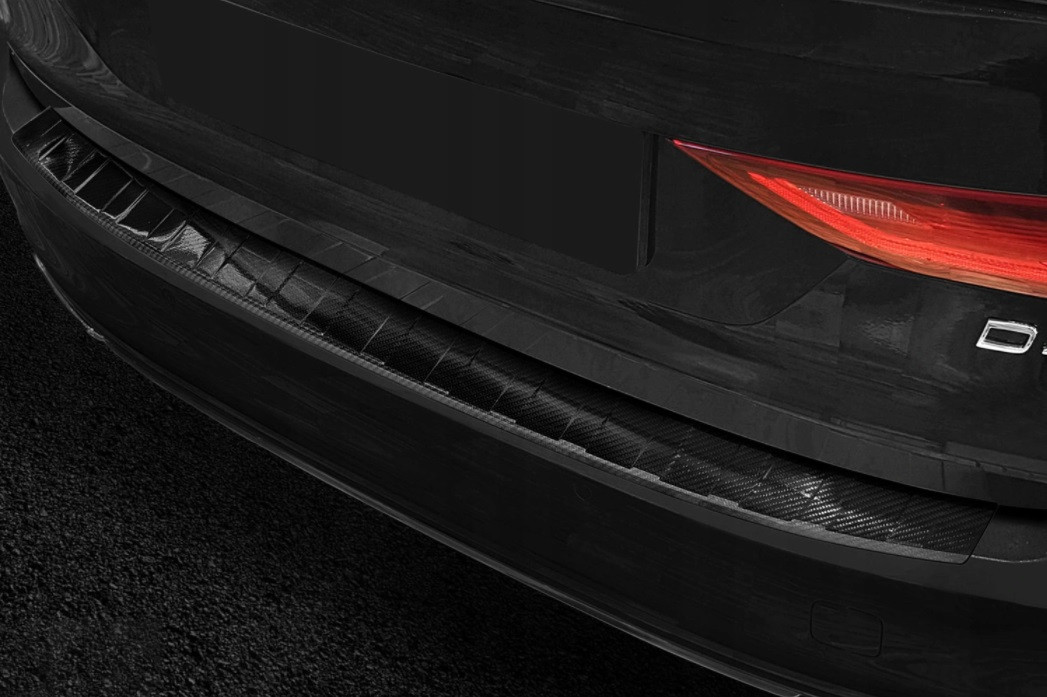 Защитная накладка на задний бампер для Volvo V90 / V90 Cross Country 2016-2020, lift 2021+ /черн.карбон/, фото 5
