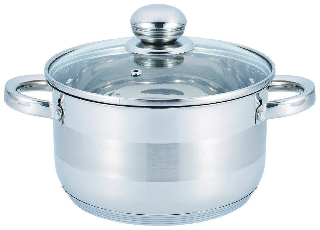 

Кастрюля из нержавеющей стали 1.8л со стеклянной крышкой MQ302 Индукционное дно Для всех плит Посуда для кухни