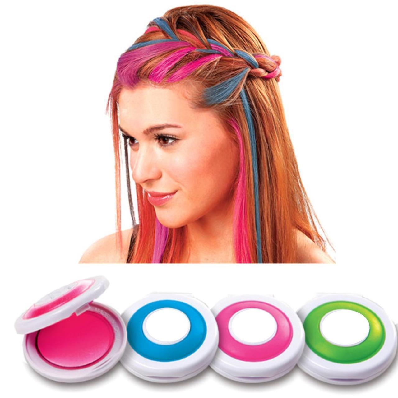 

Мелки для волос Hot Huez 4 цвета, цветные мелки для окрашивания волос цветная пудра | крейда для волосся (NS)