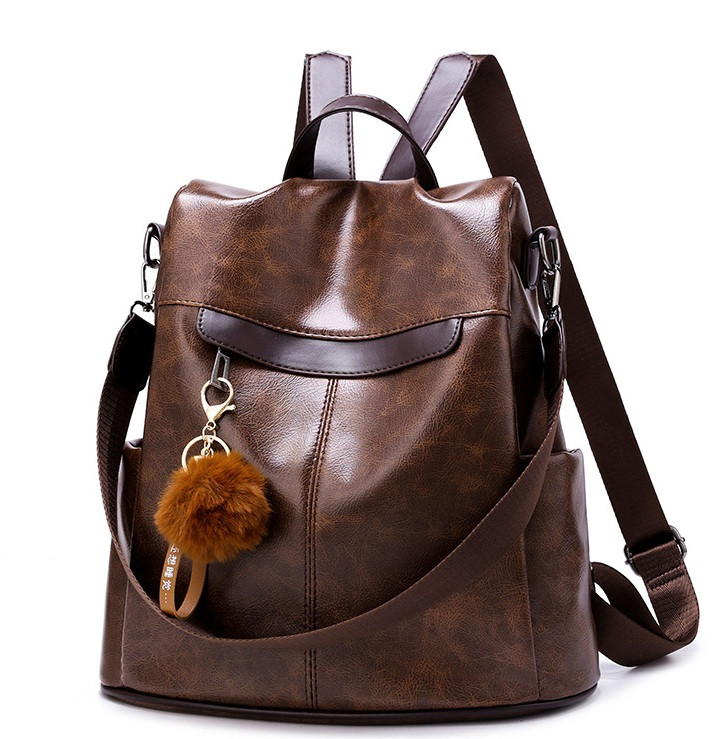 

Женский рюкзак сумка с брелком Темно-Коричневый