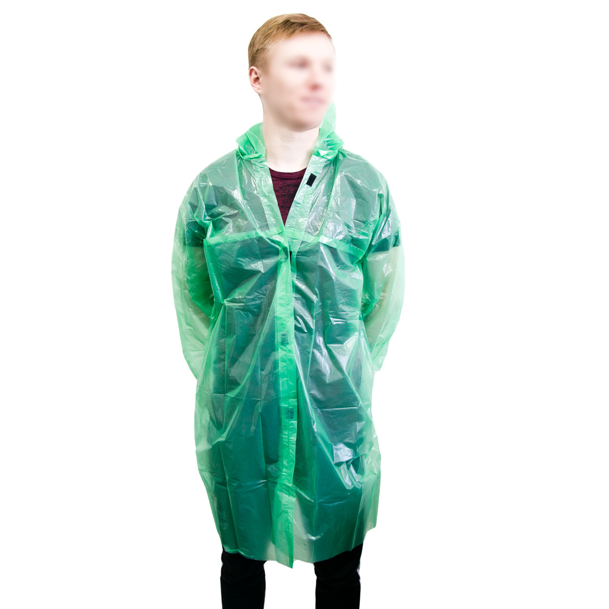 Подростковый плащ от дождя "Ваш комфорт" Зеленый, дождевик 60 мкм на липучках для подростка (дощовик) (TS)